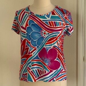 Chico's Multicolor Floral Short Sleeve Top Size 16 (Chico’s size 3)